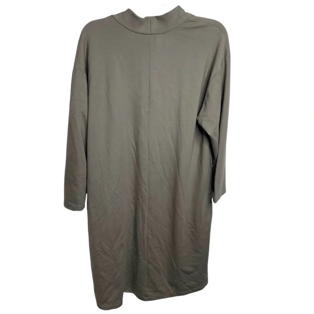 $328 NWT Eileen Fisher Medium Flex Ponte Belted Long Jacket Boxy Fit Smoke Gray